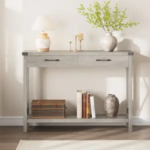 43" Console Table with 2 Drawers & Storage Shelf, Vintage Entryway Sofa Table with Storage, Narrow Hallway Table, Foyer Table for Couch Entryway Corridor Living Room