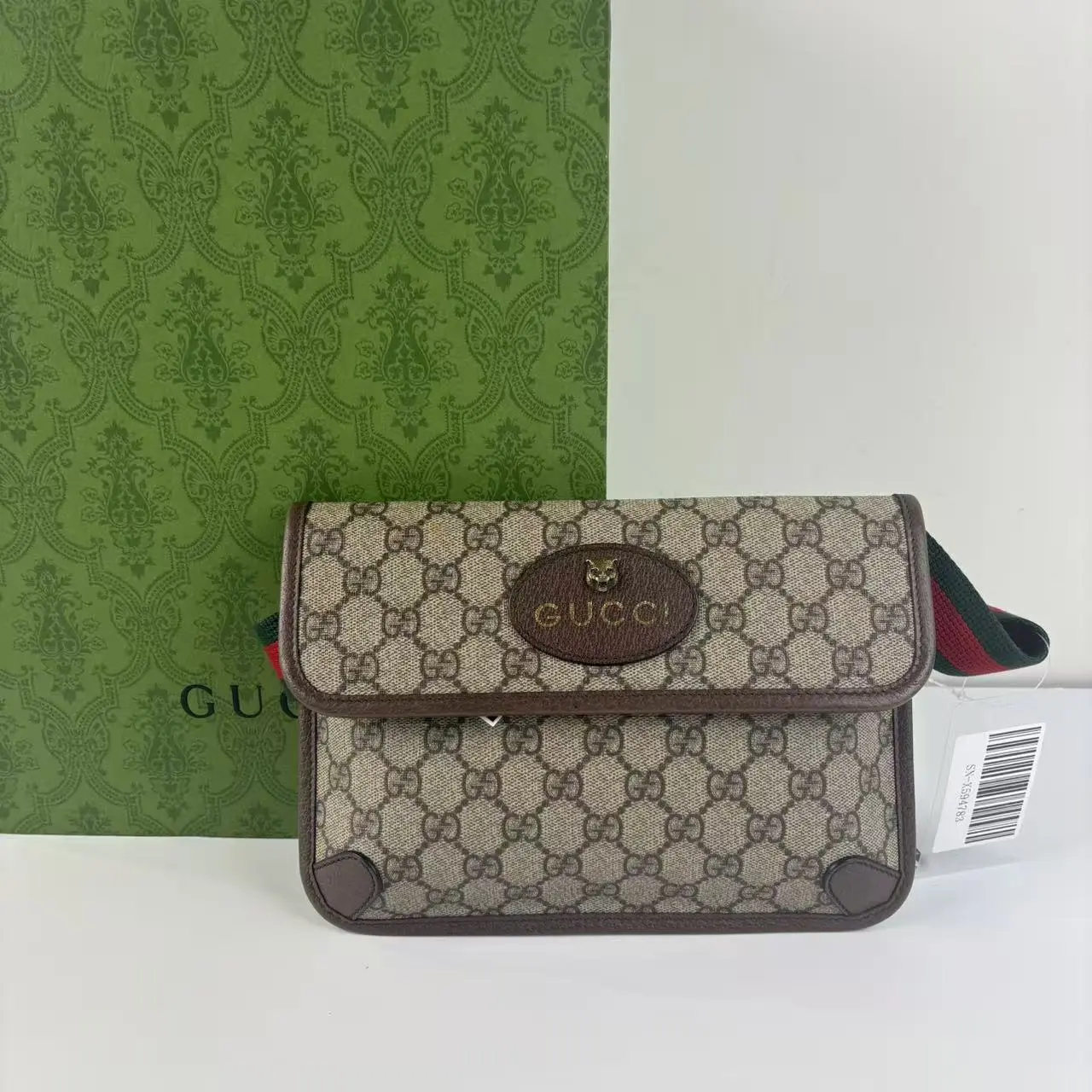 Pre-owned GUCCI GG Supreme Web Belt Bag