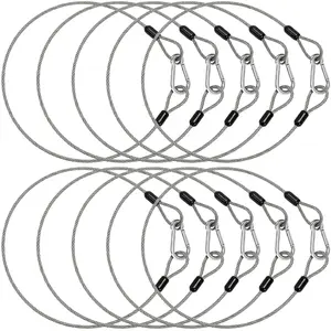 Okllen  Pack Ft Stage Light Safety Cables for Stage DJ Party Lights, /" Thined Stainless Steel Security Wire Ropes with Carabiner Lock & Loops, LB Load Capacity