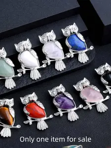 Owl Amethyst Pendant Necklace, Trendy Style Personalized Simple Jewelry, DIY Decoration Accessories, Unique Fashion Accessory