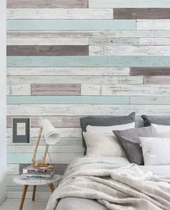 Reclaimed Painted Beach Wood Mural Wall Art Wallpaper - Peel and Stick