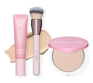 Doll 10 TCE Liquid Filter Foundation with Powder & Brush Concealer Cosmetic Makeup Coverage Airbrush Niacinamide