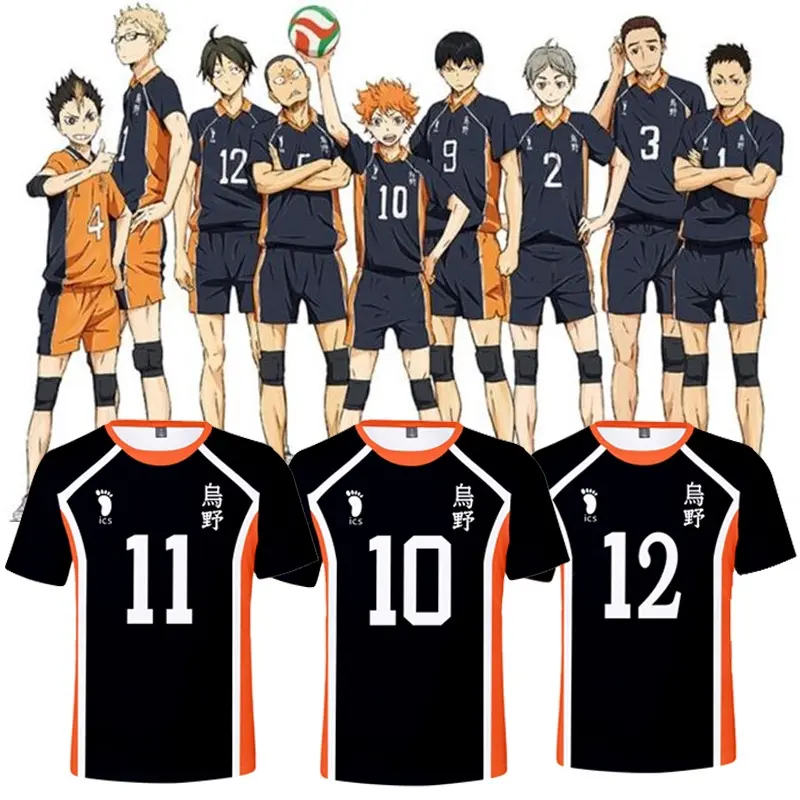 Men's Haikyuu Anime Style Karasuno Hinata Cosplay Short-Sleeve Jersey T-Shirt, Sport Tee, Anime Figure Element Men's Short-Sleeve T-Shirts, Crew Neck