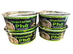Instant VEGETARIAN Pho - PhoLicious Brand - Vietnamese Rice Noodle Soup - Pack of 4 Single Serve Bowls - Ramen Alternative