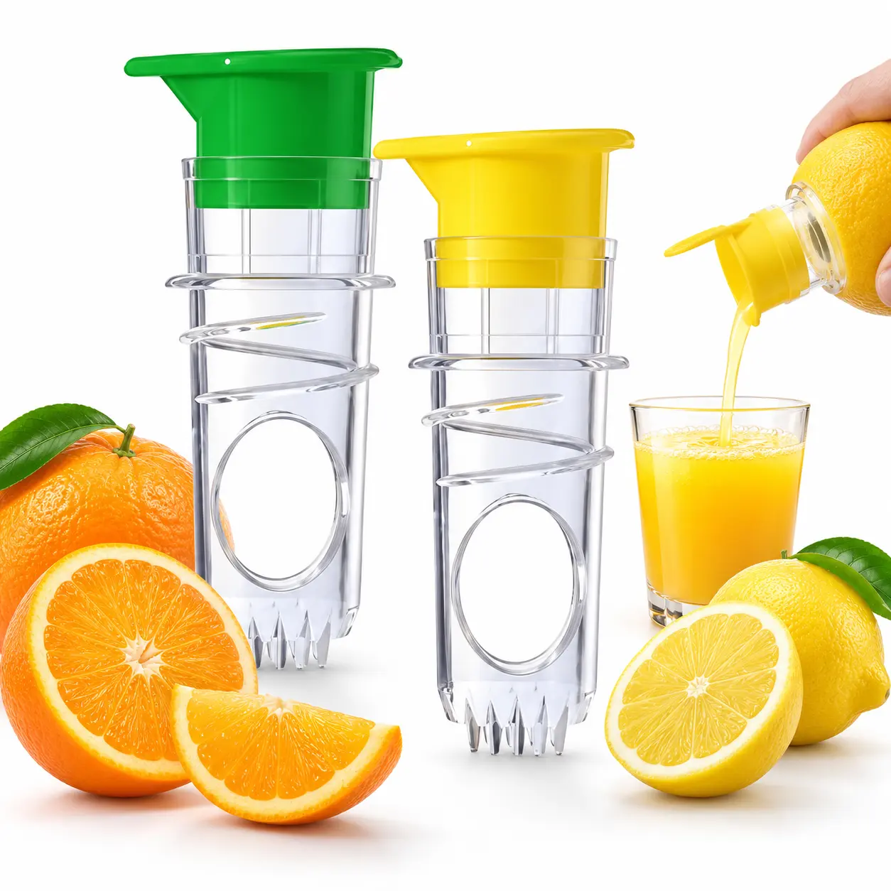2-Pack Lemon Squeezer with Seed Filter, Manual Citrus Juicer, Portable Twist-Top Lemon Lime Juice Extractor for Kitchen, Cocktails & Cooking