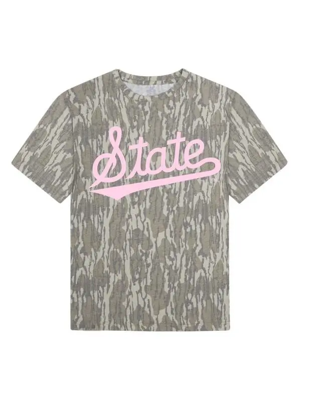 State Script Pink Camo T-shirt, Short Sleeve Tees For Men And Menswear, Casual And Fashionable For Everyday Wear Top Streetwear, Gift For Hunting & Adventure Fans