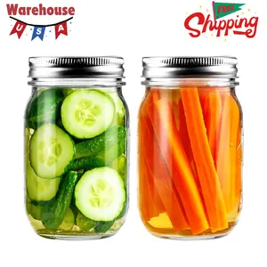 Glass Mason Jars 16 oz with Airtight Lids-Regular Mouth Canning Jars