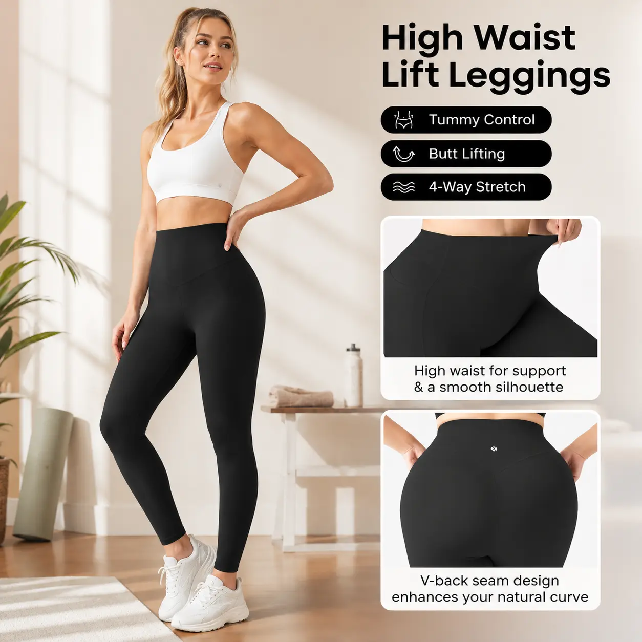 Women's Ultra High-Waisted Compression Leggings, Medium Plus Support, Tummy Control for Yoga, Gym Workouts