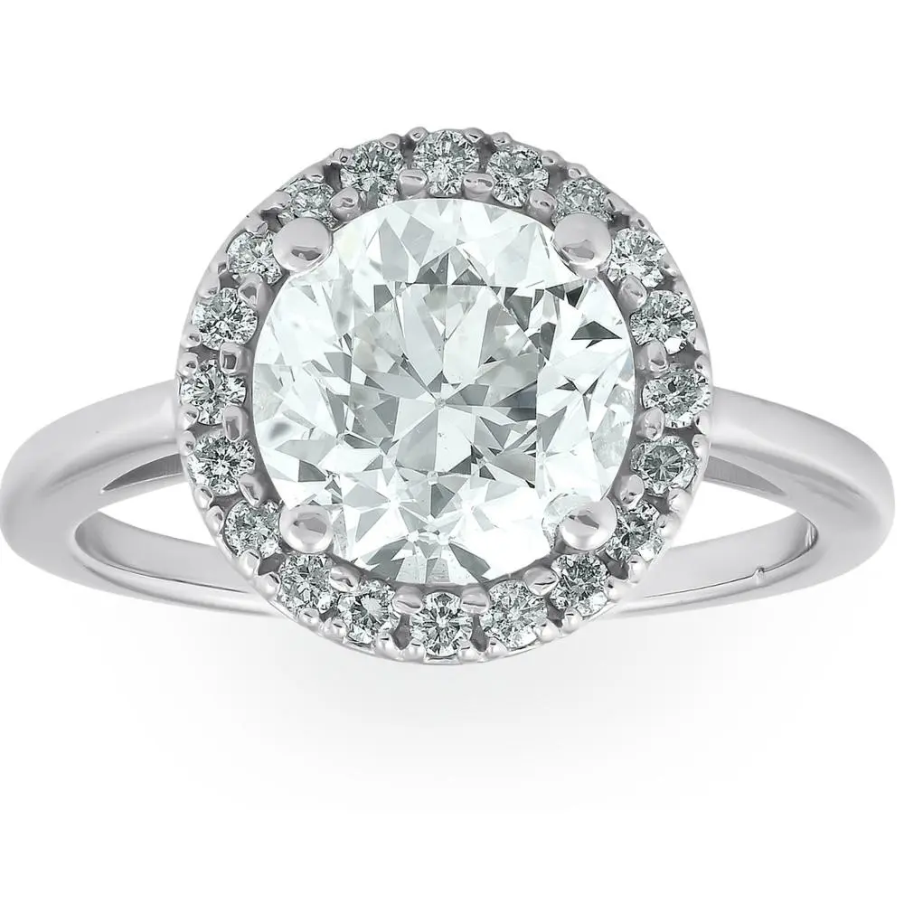 1 1/2 Ct Diamond Low Profile Round Engagement Ring 14k White Gold Lab Grown