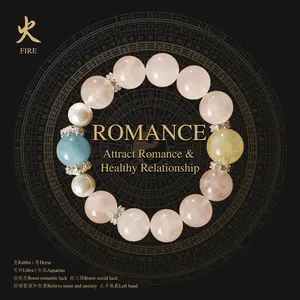 Natural Madagascar Rose Quartz Aquamarine Crystal Bracelet for Attracting Benefactor & Helpful Mentor/ Boosting Romance Luck/ Relieving Tension High Quality High Energy