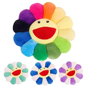 ANSQU Flower Plush Pillow Rainbow Sunflower Smiley Cushion Soft Comfortable Microfiber Decor for Bedroom Sofa Reading Nook TV Room - Decorating Christmas Gift Set Stock Up Christmas Decorations