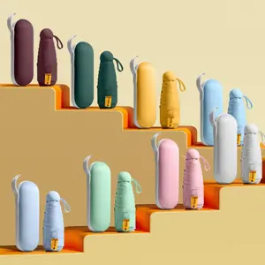 Mini portable card umbrella, lightweight folding sun umbrella, suitable for both men and women, easy to carry, perfect for travel, simple design, umbrella with protective box