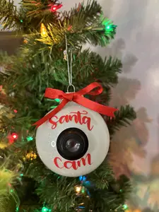 3D  Glitter Christmas Ornament - " Santa Cam" - its MOM:30