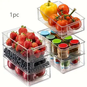 Refrigerator Storage Box, Food Storage Container, Transparent Design, 10 Inches Long, Kitchen Bathroom Bedroom Use, Home Organizer, Freezer Organizer
