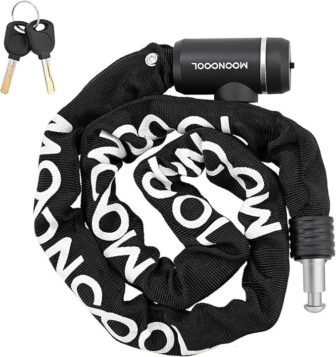 MOONCOOL Bike Chain Lock, Heavy Duty Bicycle Lock Chain with Keys, 3.9 Feet Lock for Bikes, Motorcycles, Doors, Gates (8mm Thick)