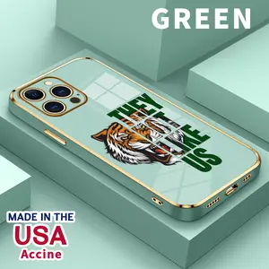 Phone Case for iPhone 16 15 14 Pro Max 13 12 11 XR XS Plus Tiger Declaration Pattern Luxury Golden Electroplated Soft TPU Rugged Durable Cell Phone Cover for