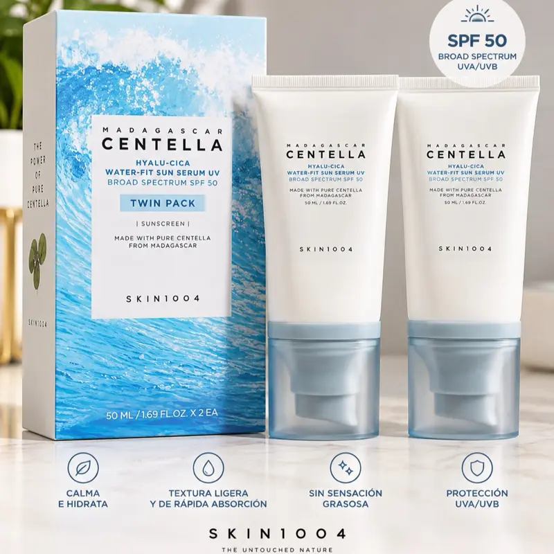 SKIN1004 Madagascar Centella Hyalu-Cica Water-Fit Sun Serum SPF 50 Twin Pack – 2 x 50ml