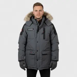 Canada Weather Gear Men’s Heavyweight Arctic Parka with Faux Fur Hood|Insulated Water-Resistant Winter Jacket - Charcoal - X Large
