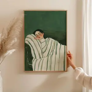 Sleeping Woman Pattern Unframed Painting, 1 Count Modern Canvas Wall Art, Wall Decor for Home Living Room Bedroom Study Room, Ornaments, Interior(Note: Frame shown for display only) posters