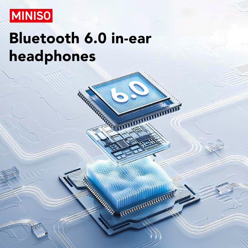 MINISO MS108 Wireless Headphones In-ear Design Noise Cancelling True Wireless Earbuds with Digital Display Bluetooth 6.0 Gaming Headset for Running Exercising Lightweight Fitness Earphones