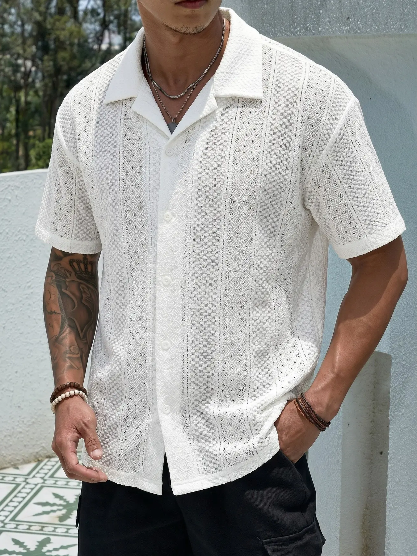 Men's Solid Color Short Sleeve Casual Shirt, Casual Collared Shirt, Fashionable and Versatile, Perfect for Daily Wear, Comfortable, Breathable and Stylish Design, Classic, Menswear, Top