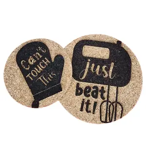 Song Themed 8in Round Cork Trivets Coasters with Laser Engraving - Sturdy and Thick Tableware