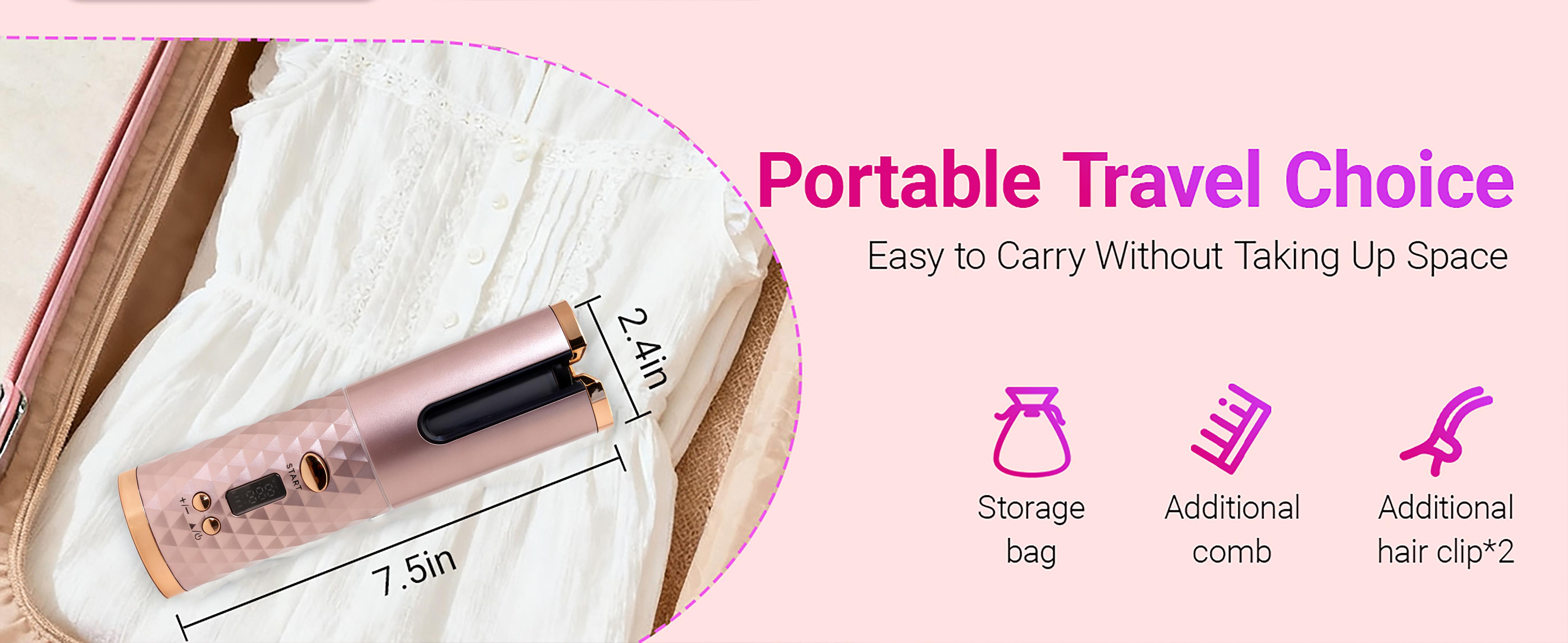 Automatic Curling Iron, Hair Curling Iron for Hair Styling, Cordless Automatic Hair Curler, with 6 Temperature Settings and Timers, Auto Shut-Off, Fast Heating, Rechargeable Cordless Hair Curler 1 (Champagne gold)