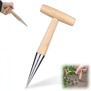 Galvanized Alloy Head Garden Dibber Bulb Planter Tool for Planting Flowers Tulips Daffodils Dahlias