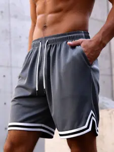 Men's Summer Thin Sport Drawstring Basketball Shorts, Casual Fashion Outdoor Commuter Shorts, Simple Style Five-Pocket Design