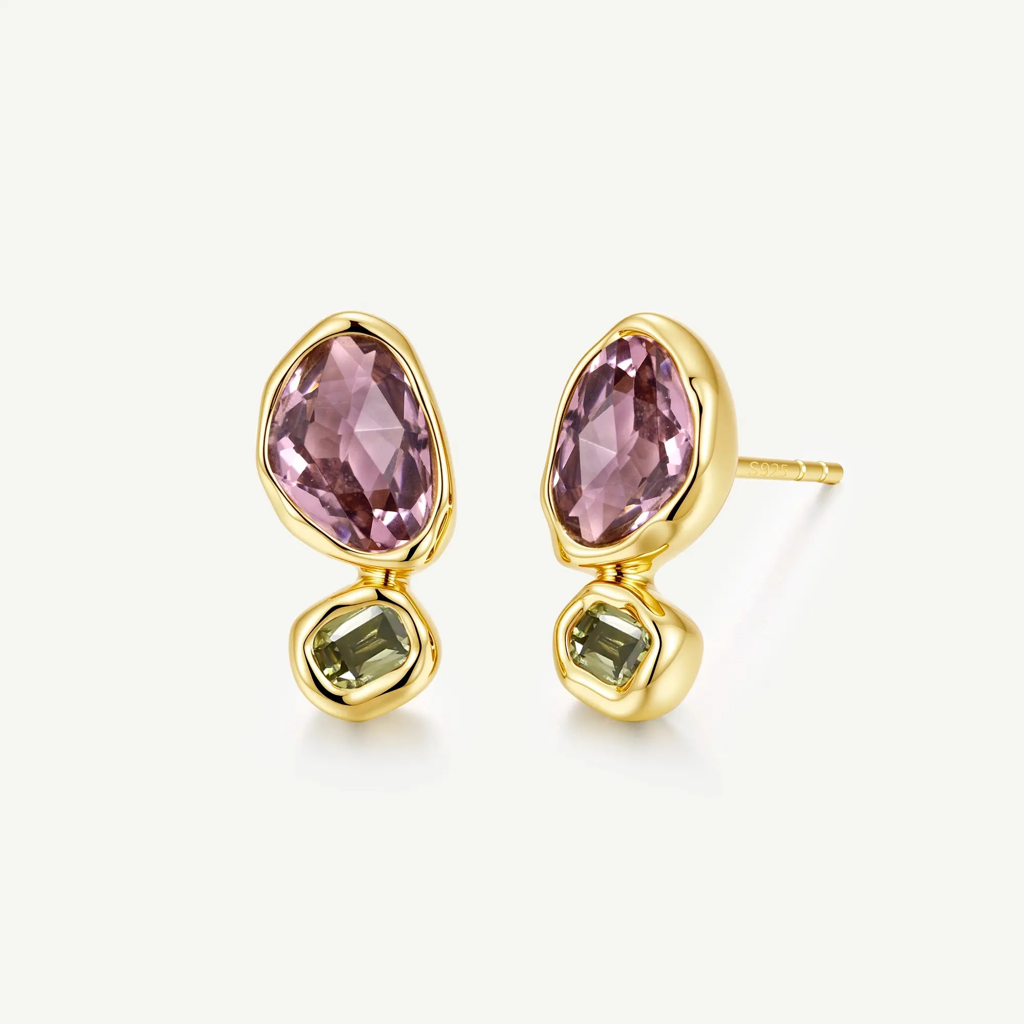 Secret Garden Amethyst & Peridot Birthstone Silver Earrings