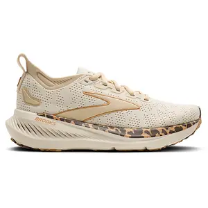 Brooks Women's Glycerin 23 Untamed Running Shoes White Beige Comfortable Durable for Daily Use with Leopard Print Sole