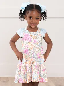 Flutter Sleeve Tiered Ruffle Dress - Wildflower Doodles