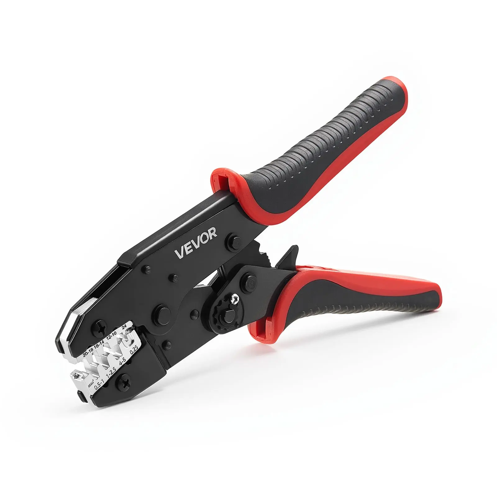 【summerfinds】VEVOR Crimping Tool, 24-10 AWG Ratcheting Wire Crimper Tool, Labor-Saving Electrical Terminal Crimp Pliers with Clear Metric & AWG Markings, Quick Release, Adjustable Pressure for Multiple Terminals