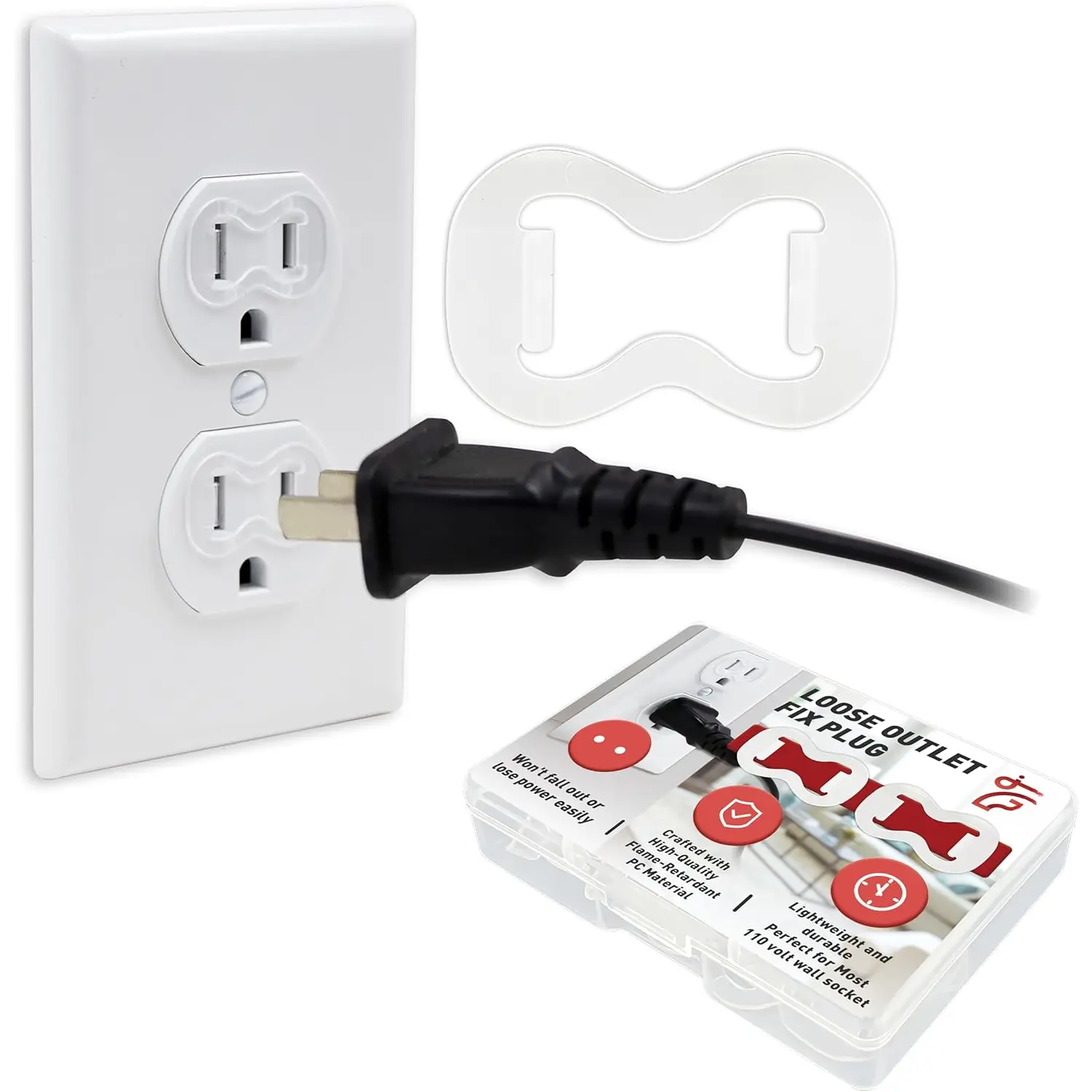 30-Pack Loose Outlet Fix Plug - Ensure Secure Connection for Power Plugs - Socket Extender Prevents Loose Socket Issues - Easily Fix Loose Outlets - Won't Fall Out or Cut Off Electricity