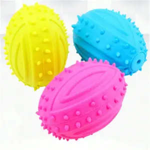 Dog Toys TPR Rugby Puppy Bite Resistant Teeth Hair Ball Kofun Hairy Medium Dog Pet Toys Bite Resistant Simulation Pronunciation Dog Toys Small and Medium Dog Grinding Teeth Training Toys