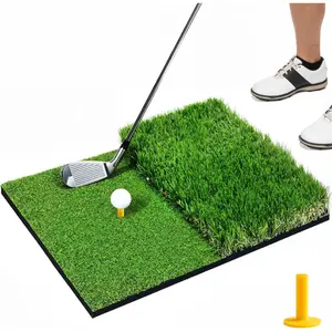 Portable High-Elasticity Artificial Turf Golf Hitting Mat for Indoor/Outdoor Practice Golf Swing Chipping Driving Training for Garage Simulator