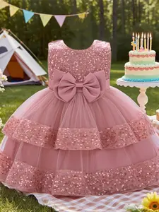 Baby Girls Dresses Summer Party Bow Tie Dress Ballet Skirt Princess Gown All Seasons Dress, Baby Clothing, Baby Clothes Girl