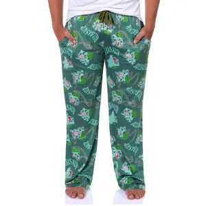 Pokemon Men's Bulbasaur #001 Vine Whip All Over Print Adult Pajama Pants Sleep Lounge Bottoms