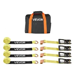 VEVOR Wheel Chock Tie-Down Kit, Tire-Style Motorcycle Tie-Down System, Car Tie Down Kit with Flat Hook, Break Strength 10009 lbs Working Load 3333 lbs Trailer Tie Down Strap for ATVs, SUVs, Trailers
