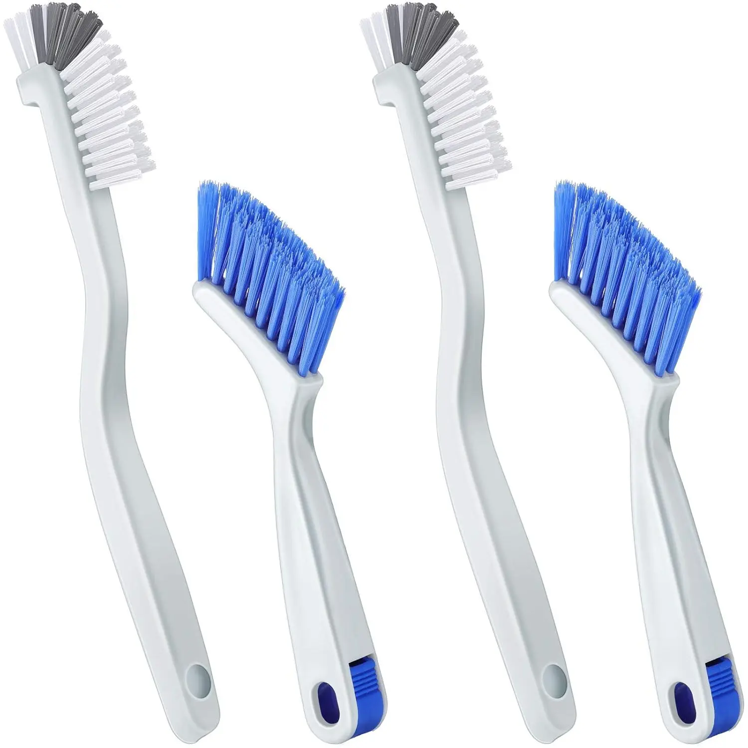 Household Cleaning Brush Sets (4-Piece/2-Piece) - 2pcs Multi-Use Tools for Bottle, Sink Corner, Grout - Tools & Hardware Accessories (White, Blue), 4Pcs