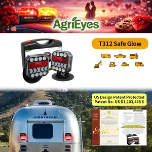 AgriEyes Halo Wireless Trailer Lights Kit (T312 /T327/ T28 / T033 / T212) – Magnetic Rechargeable LED Tow Lights with Strong Rubber-Coated Magnet, Stable 2.4GHz Signal, Full Tail / Brake / Turn Functions