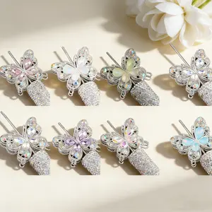 8pcs double-sided dazzling fresh butterfly beads，Beadable Pens Set of in Different Colors Perfect for Office Stationery & Writing Enthusiasts Gift beadable  pen   diy  pen fancy   Rhinestone Sparkle， mobile phone chain, max beads