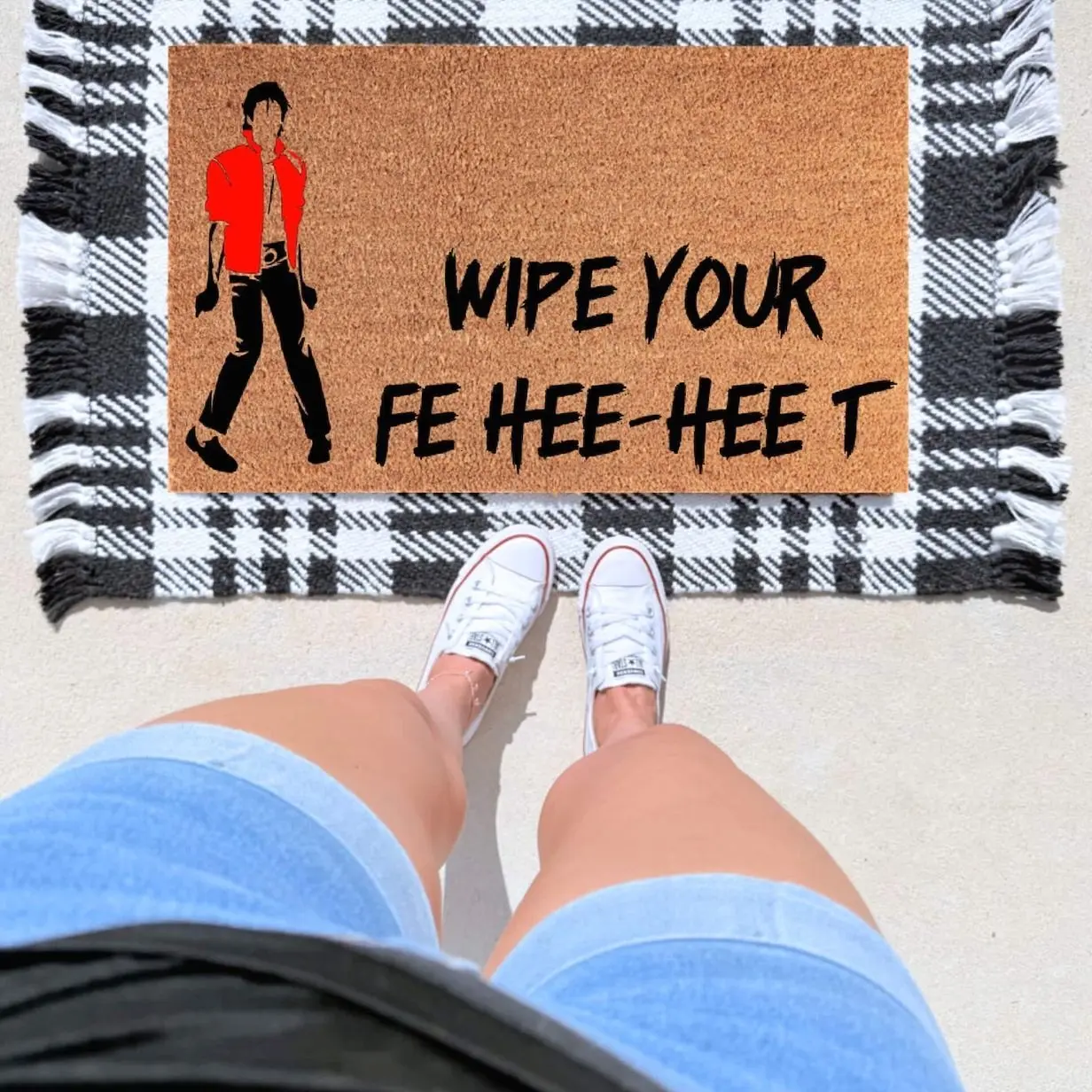 Wipe Your Feet Doormat – Funny Michael Jackson Inspired Welcome Mat | Pop Culture Front Porch Decor | Unique Gift for Music Lovers