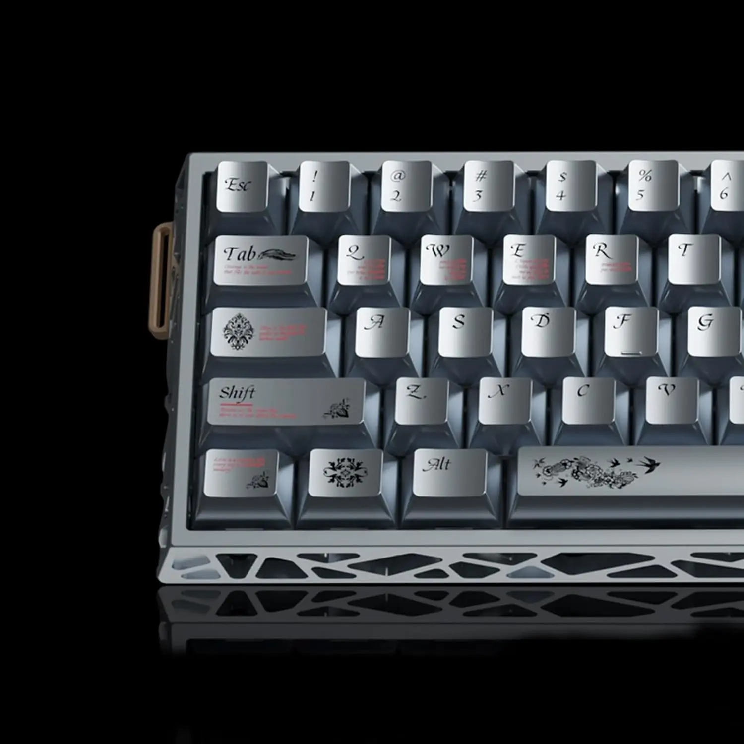 Metal Textured Dye-Sublimation PBT Keycaps, 127 Keys Full Set Cherry Profile, Hollow Aluminum DIY Key Caps, Cool Gaming Aesthetic, Universal Fit 60% 75% 100% Mechanical membrane Keyboard, Compatible with Cherry MX Switches