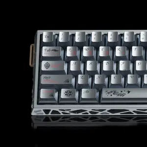 Metal Textured Dye-Sublimation PBT Keycaps, 127 Keys Full Set Cherry Profile, Hollow Aluminum DIY Key Caps, Cool Gaming Aesthetic, Universal Fit 60% 75% 100% Mechanical Keyboard, Compatible with Cherry MX Switches
