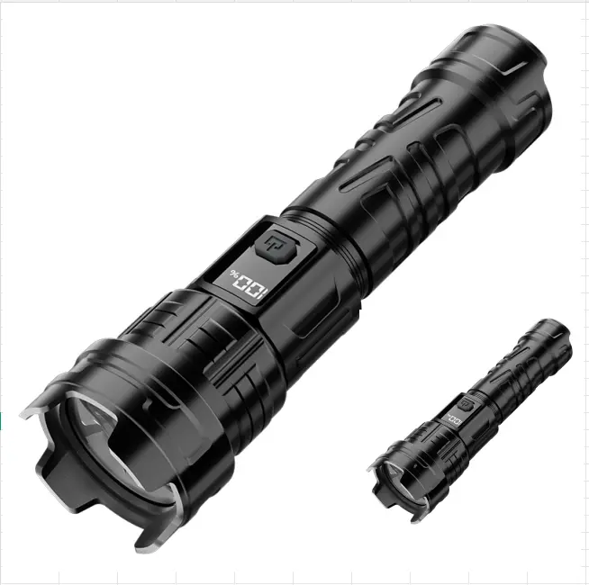 (Buy 1 Get 1 Free Product) Zoomable LED Digital Display Flashlight, TYPE-C Fast Charging, 3 Light Modes, Waterproof for Camping, Hiking