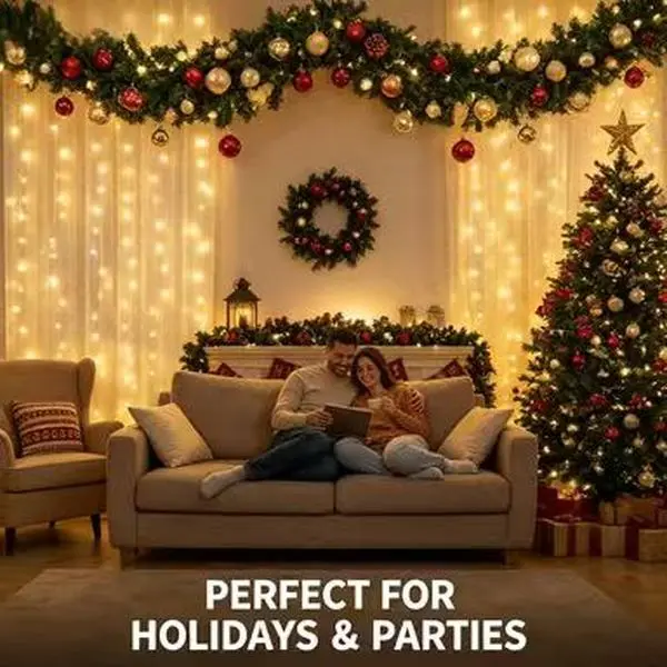 USB Curtain Lights Outdoor Indoor, 300 LED Window Curtain String Lights with Remote & Timer, 8 Modes Hanging Fairy Lights for Bedroom, Wedding Backdrop, Party Decor (Warm & RGB)