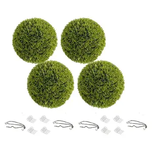 4 Pack 11 Inch Artificial Topiary Balls Mi Zilan - Fake Greenery Hanging Balls for Porch Patio Balcony Decor - Outdoor/Indoor Hanging Plants / Wedding  Home Decoration Decorative Fruit