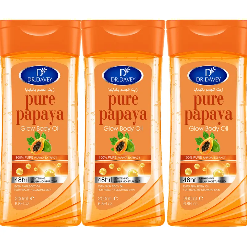 3pcs 200ml Papaya Glow Bath Body Oil Body essential oils Skin care Oil Premium Nourishing Oils moisturizing treatment Hydrating Moisture All seasons suitable, travel portable for Body, Face, Hand, Lip, Eye Moisturizer