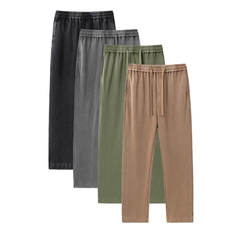 3-pack men’s acid-wash, washed cotton solid-color athletic casual sweatpants, all-season, unisex